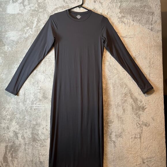 SKIMS Fits Everybody Crew Neck Long Sleeve Dress Size Large‎ Dark Gray - Picture 2 of 5